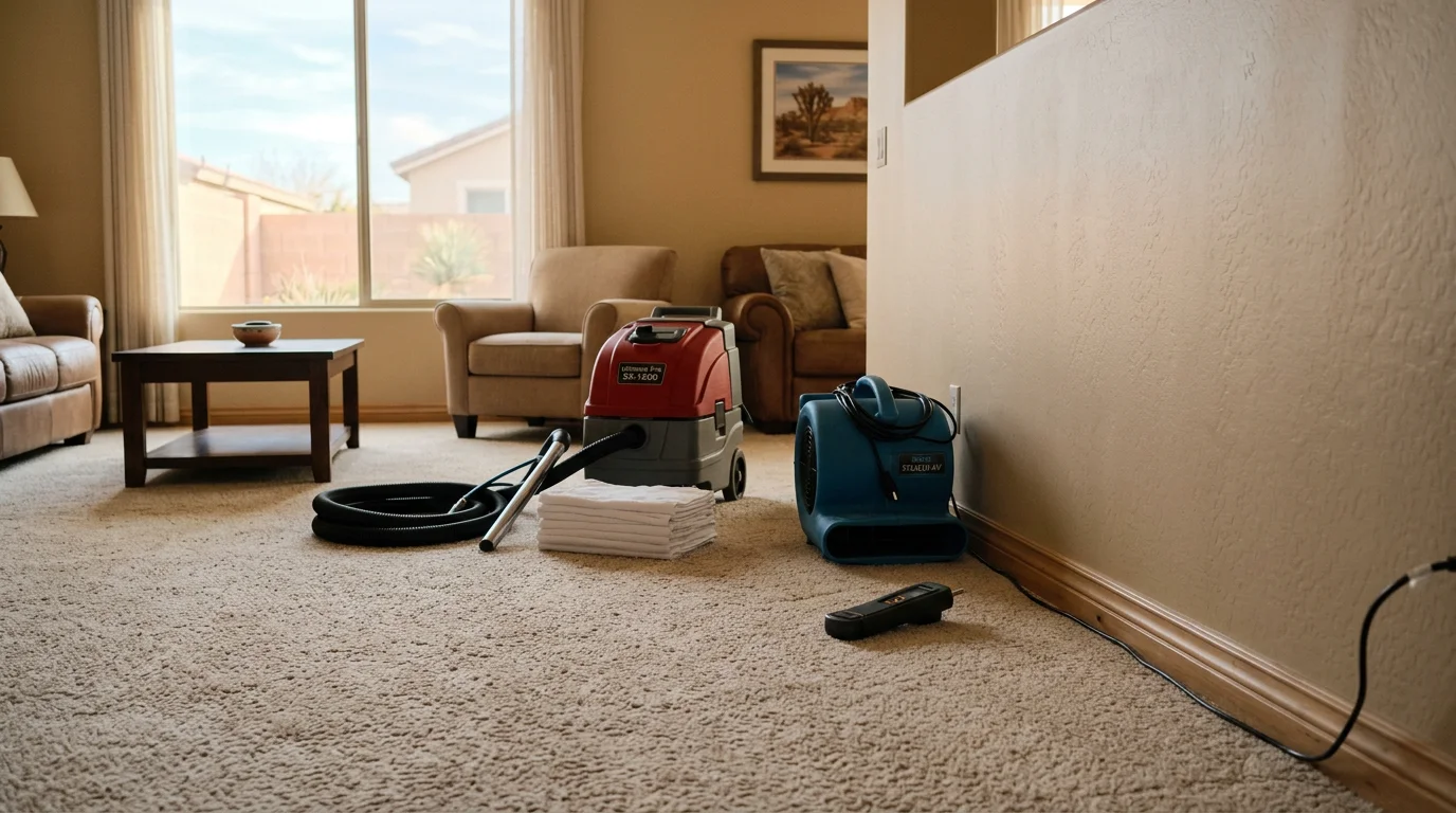 Carpet cleaning crew treating a room in Las Vegas